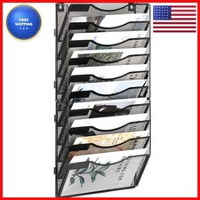 Easypag Wall File Organizer For Office 10 Pocket Mesh Wall Mounted Paper