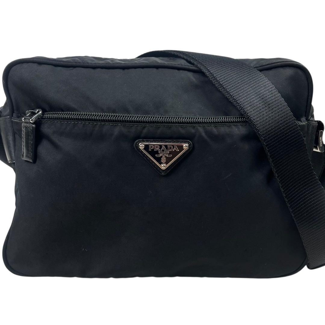 PRADA Shoulder Bag Camera Bag Nylon Leather Triangle Logo Black thumbnail 2
