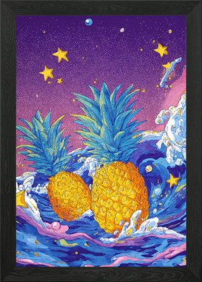 Ananas Weltraum Ozean gerahmtes Wandbild Poster Leinwanddruck Bild