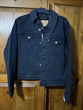 Levi’s Original Trucker Jacket Black Denim Cotton Jean Coat Women’s Size M new