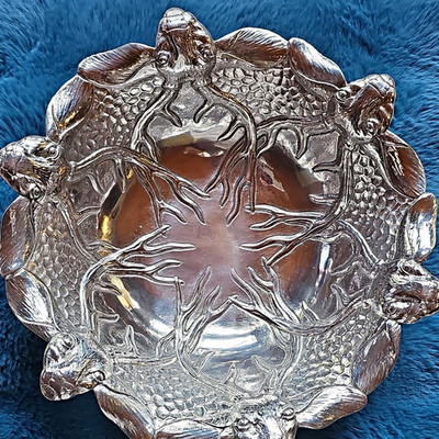 *RARE* Arthur Court Silver Deer Antler Rim Bowl 12'' Rnd w/ orig Sticker