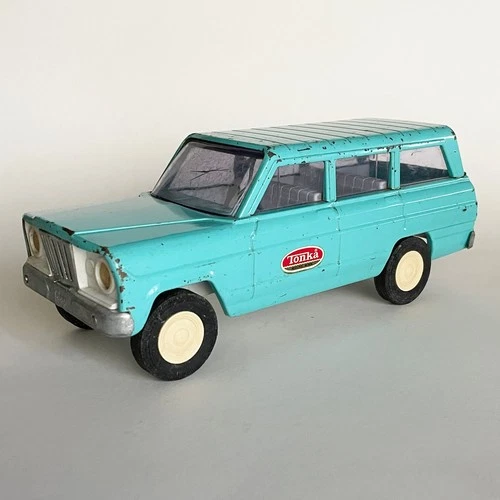 1960s Tonka Jeep Wagoneer • Aqua Blue Station Wagon SUV Toy Vehicle