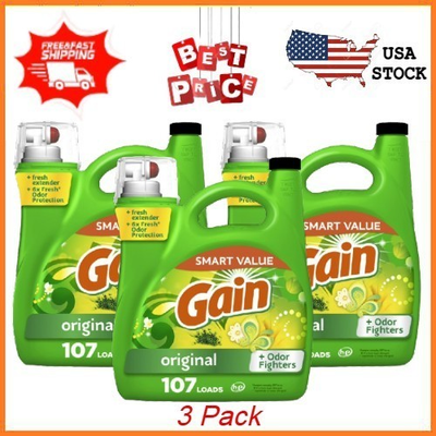 #ad 3 pack Gain Liquid Laundry Detergent Original Scent 154 fl oz 107 Loads $45.04