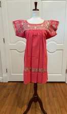 Sandra Mini Dress, Oaxaca Mexican dress. hand Embroidered. Silk Threads,