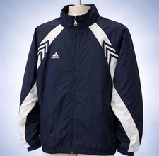 Vintage Adidas Jacket Size XL Windbreaker 3 Striped Blue White EUC RN 88387