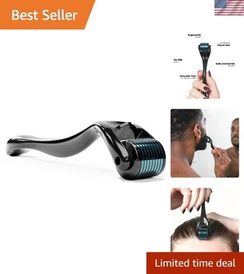 Ergonomic Derma Roller for Hair, Beard & Facial Skin - 0.25mm Titanium Needles