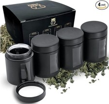 Stash Jar Smell Proof Container 4 Oz Viewing Jars for Herbs Coffee Set of 4