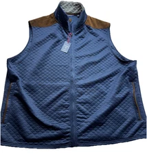 Daniel Cremieux Full Zip Vest Jacket Size 4XB Quilted Textured Blue Heather 