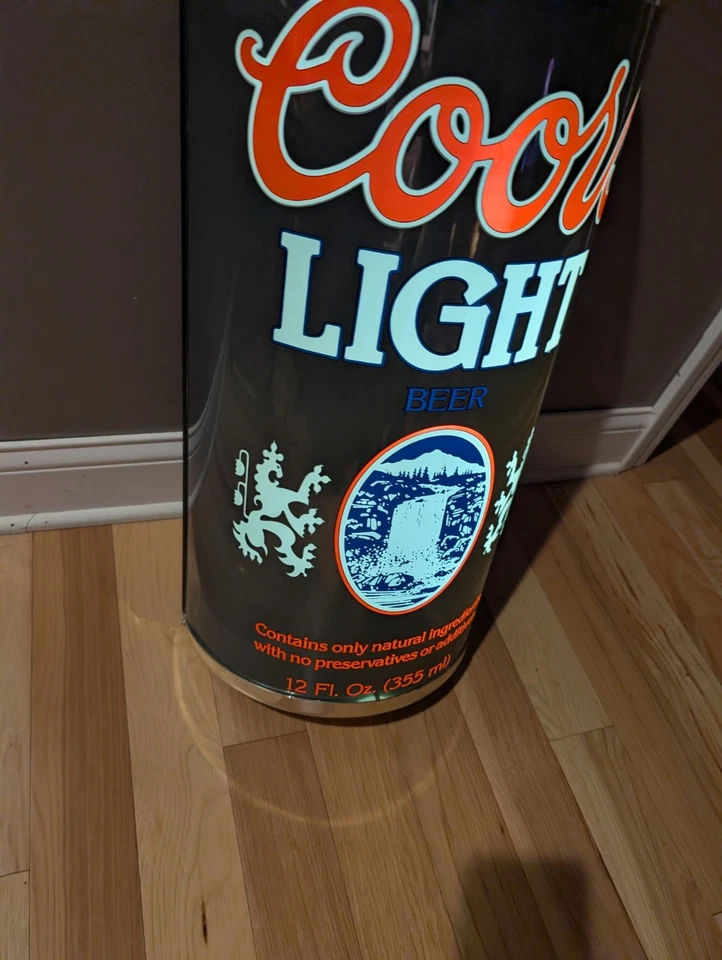 Vintage 27x14 Coors Light Beer Can Lighted Sign Silver Bullet Waterfall - Image 4 of 4
