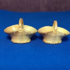 Pair of Royal Worcester Antique Blush Ivory Miniature Weave Posy Baskets  c.1905