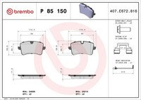 Hinterachse Brembo P 85 150X Bremsbelagsatz, Scheibenbremse FüR Audi,Audi (Faw),