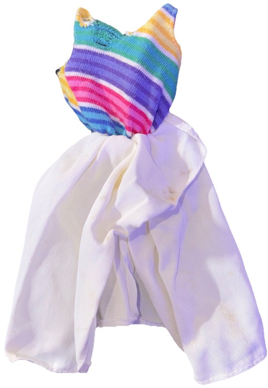 1985 Barbie Doll Summer Dress Fashion Fun Colored Striped White