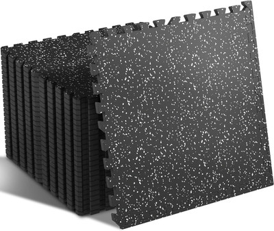 0.4'' Thick 24 Pcs 96 Sq Ft Rubber Top Exercise Equipment Mats, High Density EVA