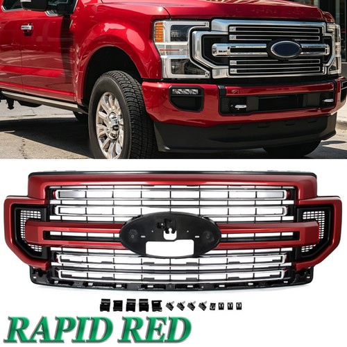For Ford F250 F350 Super Duty 20-22 Rapid Red&Chrome Limited Front Bumper Grille