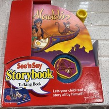 Vintage 1994 Disney ALADDIN See 'n Say Storybook Talking Board Book Mattel Box