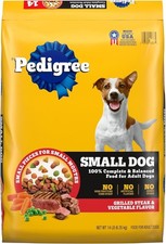 Pedigree Complete Nutrition Adult Small Dog Dry Dog Food Grilled Steak  Vegetal