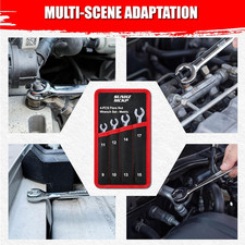 4-piece Flare Nut Wrench Set Standard Metric 15 Offset Head Tubing Wrench S...