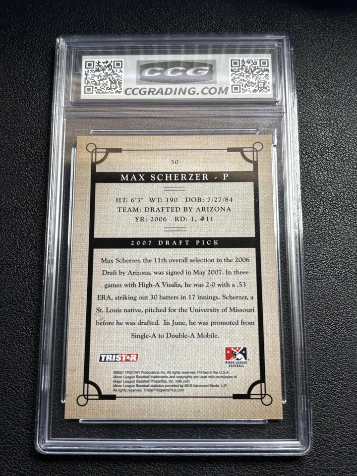 Max Scherzer 2007 Tristar Pro debut CCG 10 Foto 2 de 2