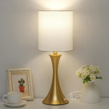 Gold Bedside Lamp Touch Control Table Lamp for Bedroom, 3-Way Dimmable Nights...