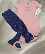 Carter's NWT Girl 2pc Set Size  6m Bodysuit Footed Bottoms