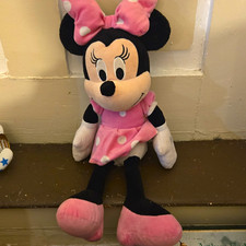 Disney Minnie Mouse Plush Stuffed Animal Pink Polka Dot Dress Small 2013