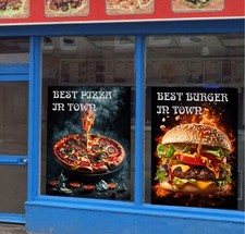 Best Pizza/Burger Windows Sign Sticker  Takeaway Window Café Shop Restaurant TK2