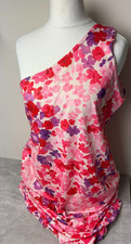 Boohoo Womens One Shoulder Bodycon Midi Dress Pink Floral Print Size 16 BNWT