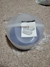 Tupperware Navy Blue Base Round Cake Taker Carrier 12" Clear Top