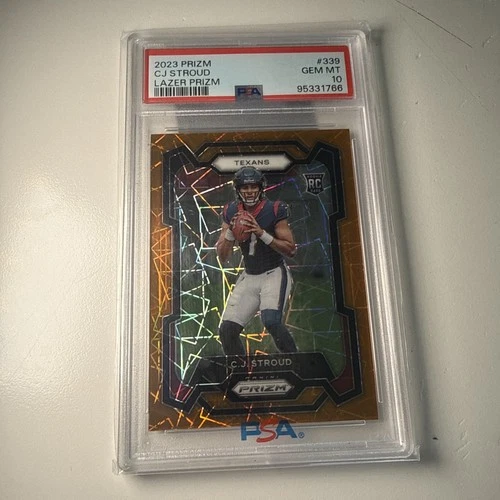 CJ Stroud  2023 Panini Prizm Orange Lazer Prizm Rookie # 339 PSA 10  GEM MT💎💎