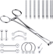 9 Style 316L Surgical Steel Body Piercing Tools Kit Piercing Clamps Forceps Use