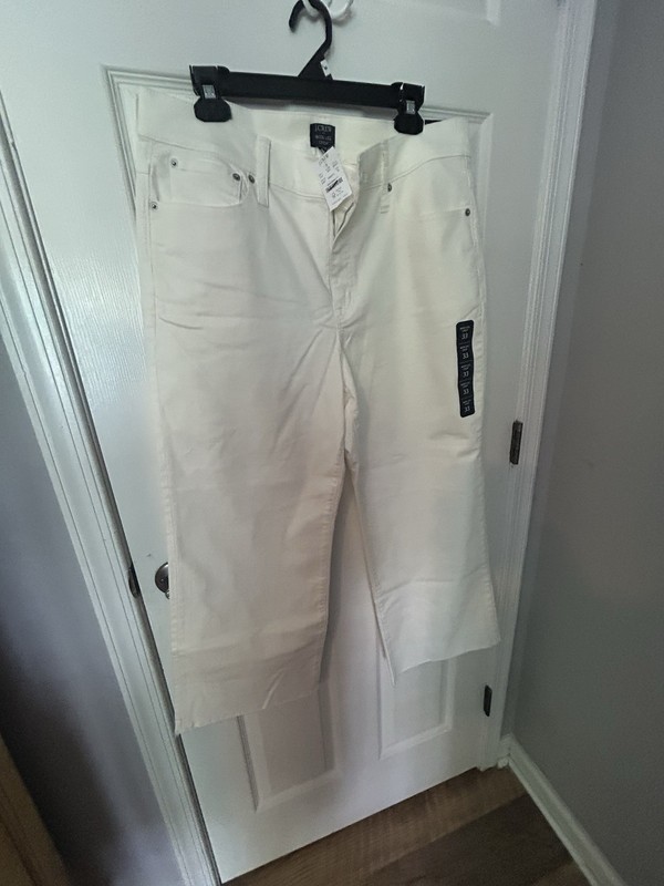 JCrew Women’s Sz  33 New with Tags Off White All Day Stretch Wide Leg Crop Pant