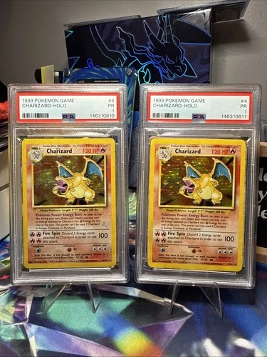 1999 Pokemon Charizard Holo Base Set Unlimited 4/102 -PSA 1 Sequential Set