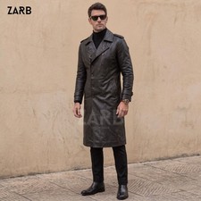 Men  s Victorian Steampunk Leather Long Coat Black Brown Gothic Tailcoat