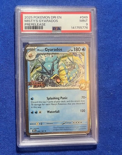 2025 POKEMON DRI EN-DESTINED RIVALS PRERELEASE #049 MISTY'S GYARADOS PSA 9