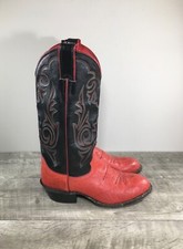 Vintage Justin L4704 Red Black Western Cowboy Leather Women's Boots Size 7