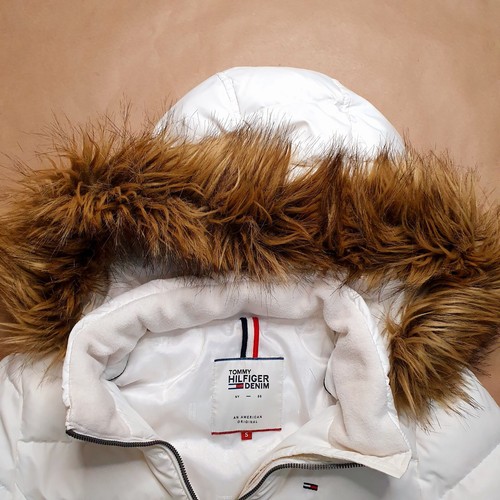 Tommy Hilfiger Damen Daunenjacke Anorak Gr. S Weiß Steppjacke Gefüttert Webpelz - Bild 7 von 17