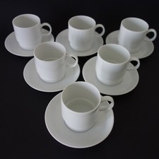 6 Kaffeetassen mit Untere - Melitta Hamburg weiß Relief Rille