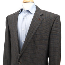 Stafford Essentials Classic Fit Blazer Grayish Brown Mini Check Sport Jacket 46L
