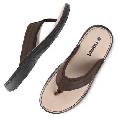 riemot Herren Zehentrenner Leder Flip Flops Sandalen Zehensandalen Sommer Strand