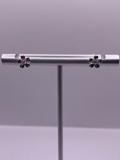 Flower With Pink CZ Earrings Sterling Silver S925