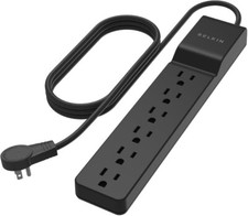Belkin Surge Protector 6 Outlets 6ft Cord 600 Joules Black BSE600-06BLK-WM