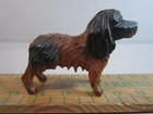 Spaniel Cavalier King Charles Cocker Old Brown Black Carved Wood Dog 2" Mini