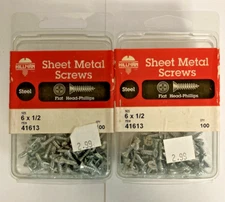 Hillman steel sheet metal flat head Phillips screws  6 X 1/2” - 2 packs x 100 pc