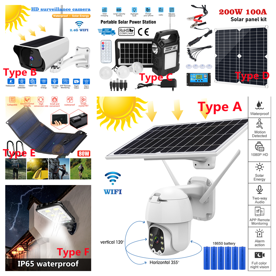 200W 12V Solar Panel, Environmental Protection 200W Solar Panel Kit High  Conversion Rate Monocrystalline Silicon Lightweight for Hiking for Outdoor