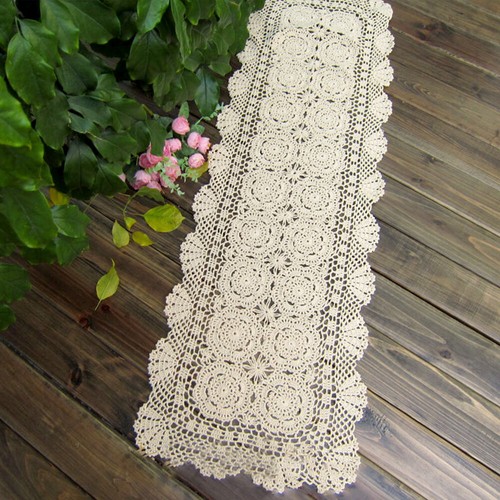Vintage Handmade Crochet Lace Table Runner Floral Doily Table Cover Wedding Deco - Picture 27 of 32