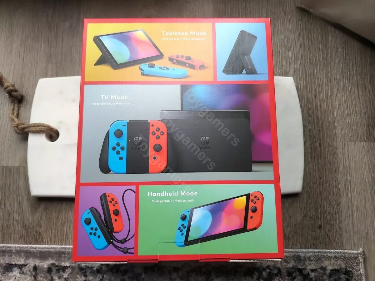 Nintendo Switch OLED (Blue / Red Neon) + 3 Games + Joy Con Set