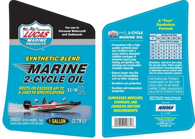 Lucas Oil 10861 Synthetic Blend 2-Cycle Marine Engine Oil 1 Gallon - Image 3 of 3