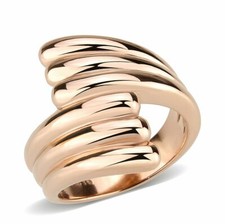 Ladies rose gold ring no stone band 18kt flat stamped steel any finger new 3800