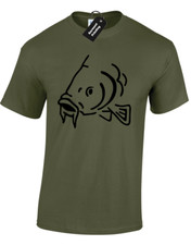 SILHOUETTE OF CARP MENS UNISEX T-SHIRT FISHING FISHERMAN ANGLING CLOTHING NEW