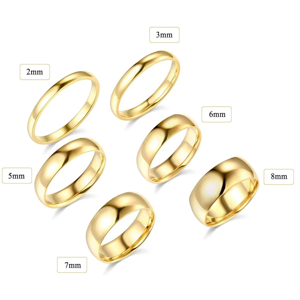 14k Solid Yellow White Gold 2mm 3mm 5mm 6mm 7mm 8mm Fit Engagement Wedding Band - Image 3 of 4